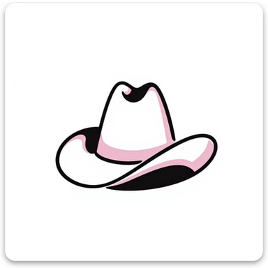 pink cowgirl hat, hand-drawn doodle, no text, minimal background sticker