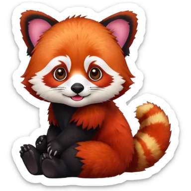 Make a logo of a red panda but instead of ginger fur, its fur is crimson red sticker