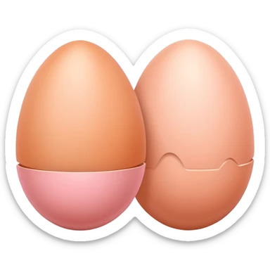 two skin tone peachy beige-pink egg shaped balls/spheres sticker