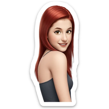 smiling girl with long red hair sticker