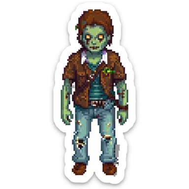 male zombie with brown hair sticker