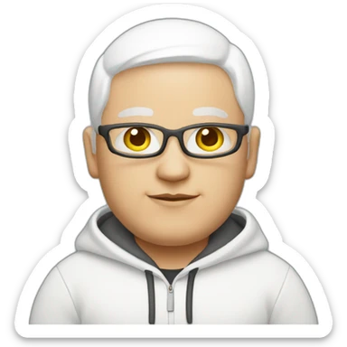 bald chubby white developer with white hoodie portrait sticker