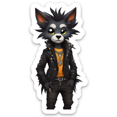 cool edgy animal fursona by griffsnuff & LiLaiRa & Falvie with badass colors and a spiked collar full body sticker