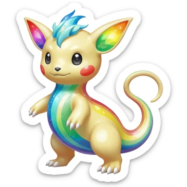 Oversaturated Rainbow-swirled Sparkly Ethereal Soft Pokémon-Fakémon-Digimon-Creature, (full body) sticker
