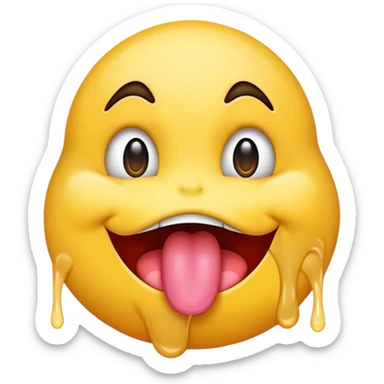 emoji with a lot of drool coming out and tongue out sticker