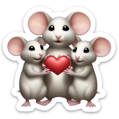 three mice holding limbs in a shape of the heart sticker