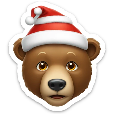 A bear with Christmas hat sticker