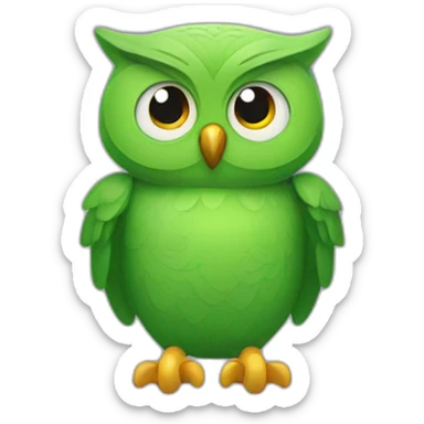 Duolingo green owl mascot sticker