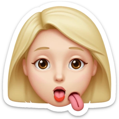 face with eyes rolled up, tongue hanging out, blushed sticker