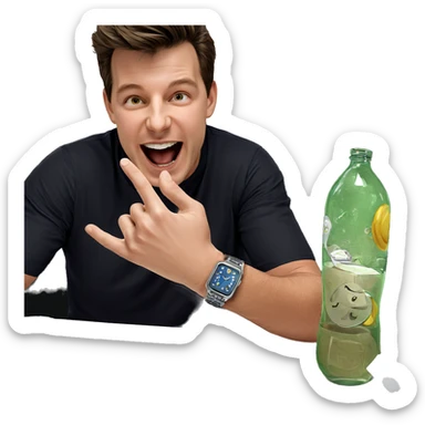 confident boy with a watch sticker