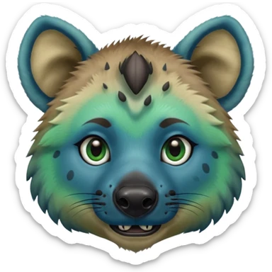 blue and green ombre hyena face sticker