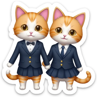 Two cute cats, one wearing a suit and one wearing a dress  sticker