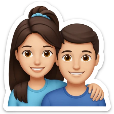 a brunette boy with his girlfriend sticker