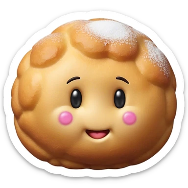 Cinematic Realistic Bu√±uelo Dessert Emoji, showcasing a fluffy, deep-fried dough ball dusted with sugar rendered with lifelike textures and warm, festive lighting. sticker