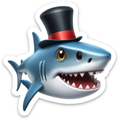Shark with a top hat sticker