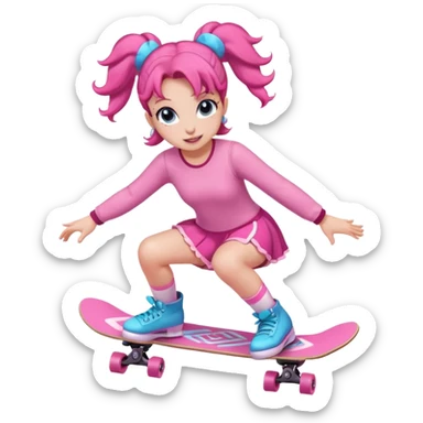 Cute skater girl pinkie pie with two buns and pink outfit, gliding with playful energy. sticker