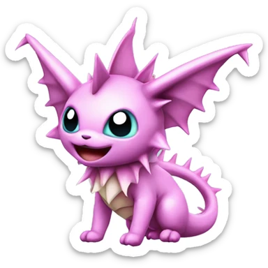 Pink Edgy Vaporeon dragon With Fins and spikes full body sticker