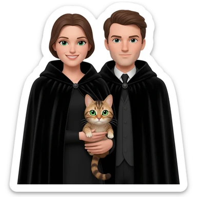 magician couple and their pet cat sticker