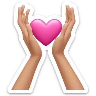 heart with hands, pink heart in middle sticker