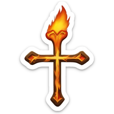 Cœur avec une croix et du feu au dessus  sticker