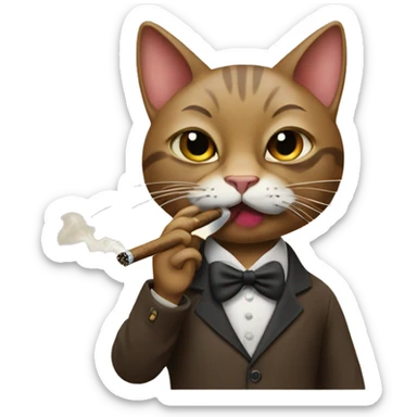 Cat smoking a big cigar sticker