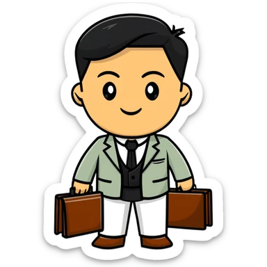 Professional Pakistani diplomat in traditional formal clothing with briefcase sticker