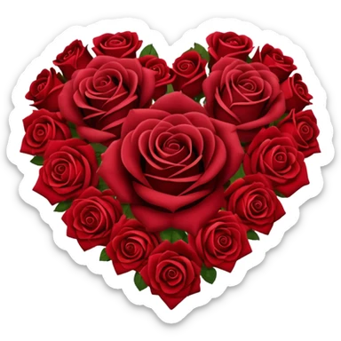un cuore fatto di rose bordeaux e rosse sticker