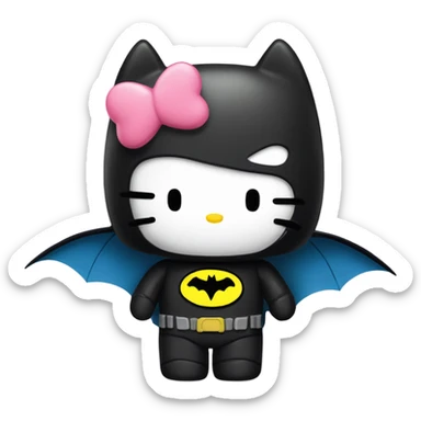 Hello Kitty and Batman in love but cute hug  sticker