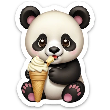 Panda eating ice cream sticker