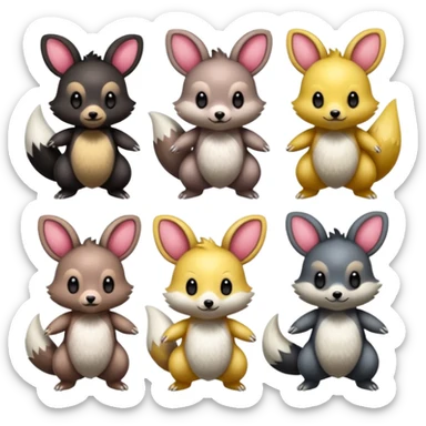 Teddiursa-Emolga-Minccino-Obstagoon-fusion  sticker