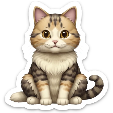 cat with écaille de tortue grey White and beige sticker