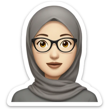 Beauty asian woman wear hijab and glasses pale skin sticker