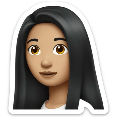 A pretty white girl with long black hair  sticker