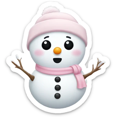 Cute white and light pink snowman sticker