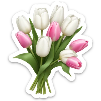 bouquet of fully white tulips and some fully pink tulips sticker