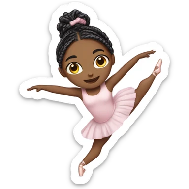 Girl with box braids doing ballet sticker