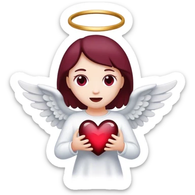 Deep maroon emoji heart with an angel inside  sticker