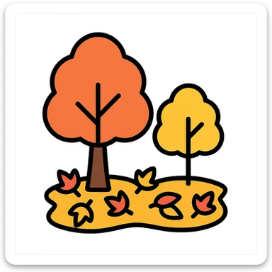 autumn fall scene with trees and a carpet of colorful leaves sticker
