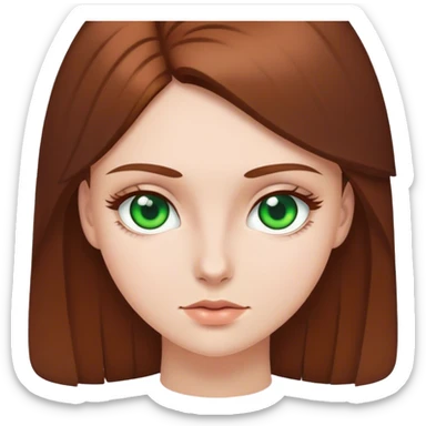White girl green eyes brown hair sticker