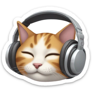 Cat wearing headphone is sleeping sticker