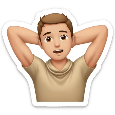 A guy with his hands around his neck crashing out sticker