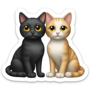 two cats, one black and one multicolored sticker