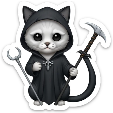 Grim reaper cat sticker