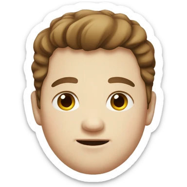 fat white boy with brown hair sticker