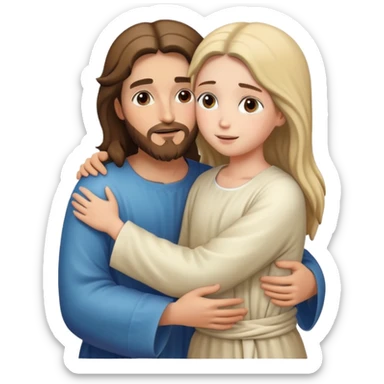 Jesus hugs a girl sticker