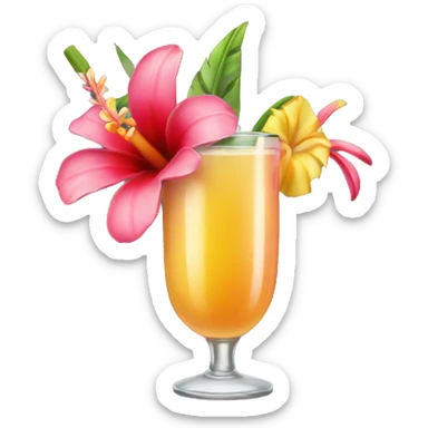 Tropical drink flower sticker