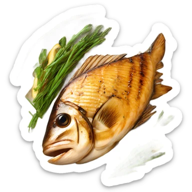 grilled fish with brown butter sauce sticker