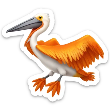 Orange Pelican with wings and fire sticker