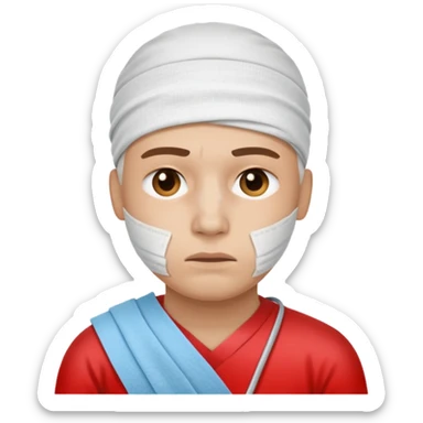 injured hospital patient taking care of himself sticker