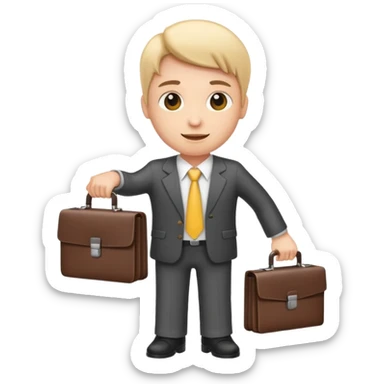 emoji style character representing a Business Lead holding a briefcase or bar chart sticker